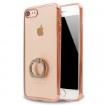 Wholesale iPhone 6S / iPhone 6 Clear Electroplate Ring Stand Case (Rose Gold)